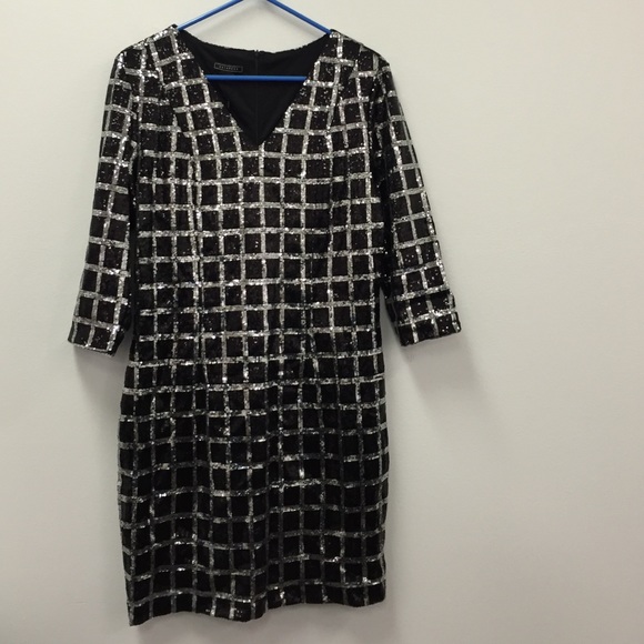 Black and silver sequin dress