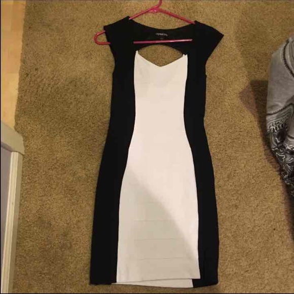 express black and white block dress