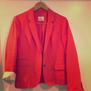 Jcrew school boy linen blazer coral