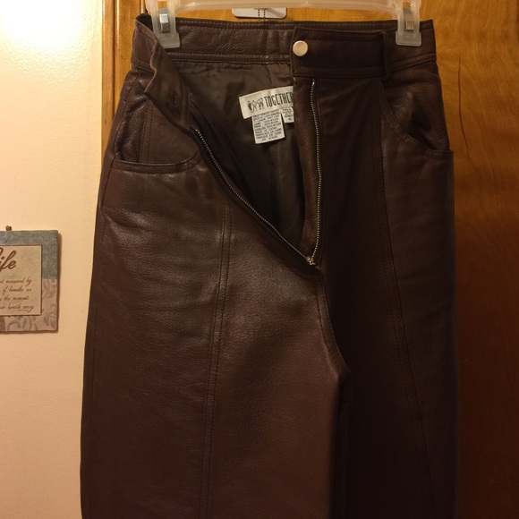 Brown leather pants, tall