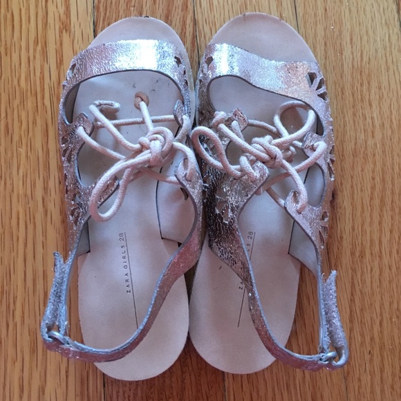 Zara sandals metallic rose