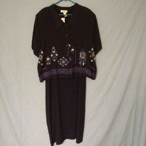 Navy blue dress with floral detail