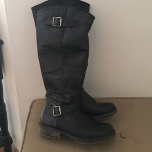 Black knee high riding boots