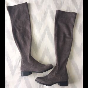 Grey Suede Over the Knee Boots