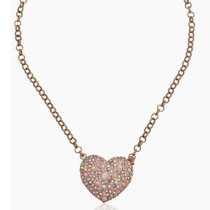 Betsey Johnson Pinktina Crystal Heart Pendant Necklace