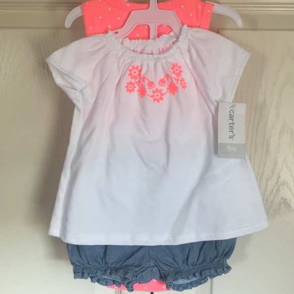 3 piece Carter's 9M Shirt Shorts Onesie Set NWT!