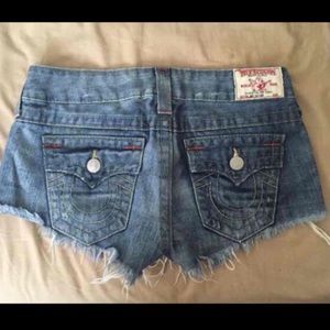 True Religion cut offs.