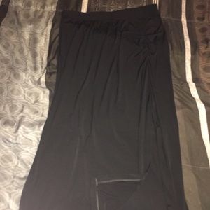 Long black skirt with split