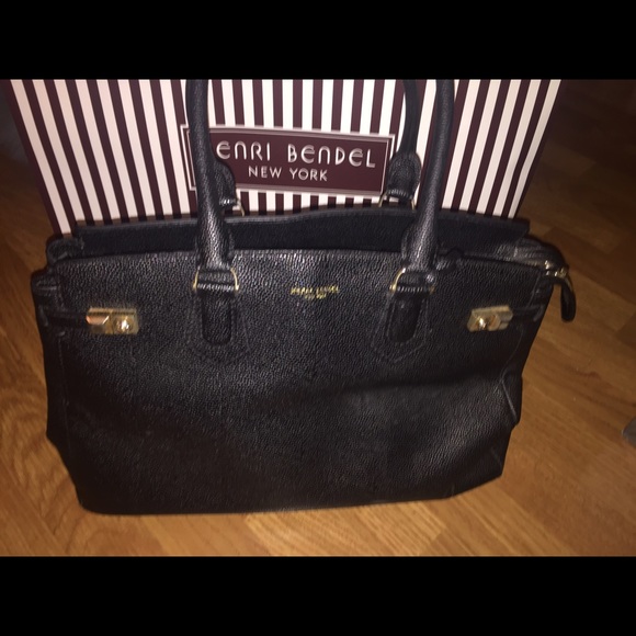 Black leather purse, Medium sized