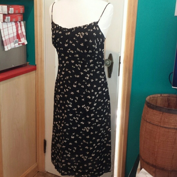 Ann Taylor dress blk w/ecru floral print