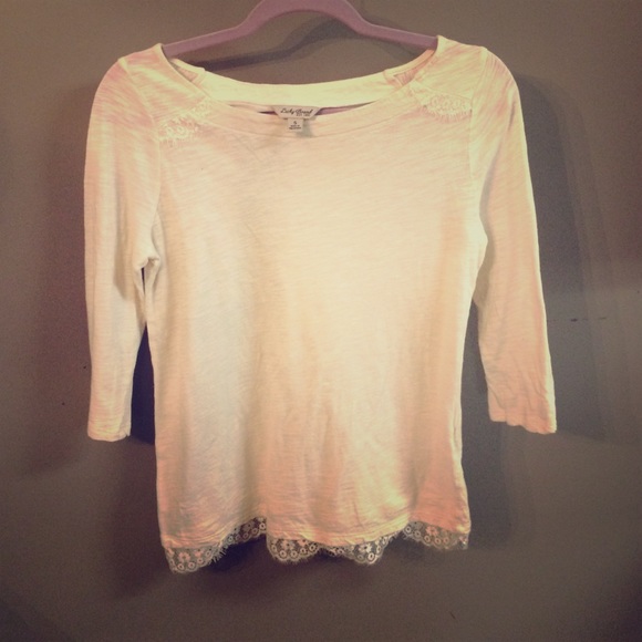 Lucky Boatneck Lace trimmed Three Quarter top