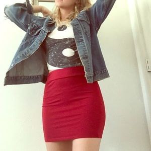 Red bodycon skirt