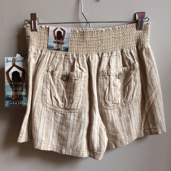 Rewash NEW Linen Drawstring Boho Striped Shorts - Picture 2 of 2