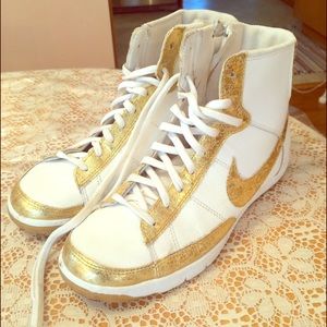 Limited Edition Gold Accent High Top Nike Blazers