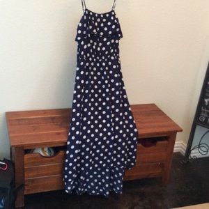 Xhilaration Navy Polka Dot Hi-Lo Dress