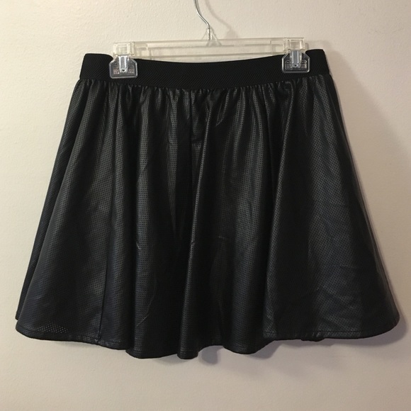 Black Faux leather Skater skirt