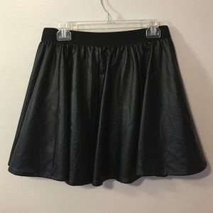 Black Faux leather Skater skirt