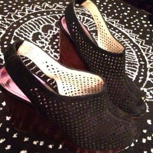 Black Coach Wedge Sandal (Size 9)