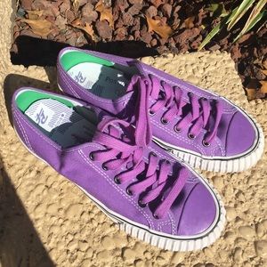 Purple shoes.