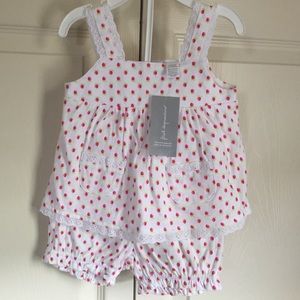 2 piece smock top & shorts apple print 6-9M NWT
