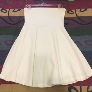 All white strapless skater dress