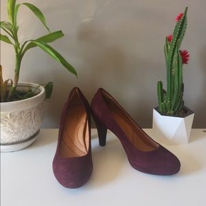 burgundy suede heels