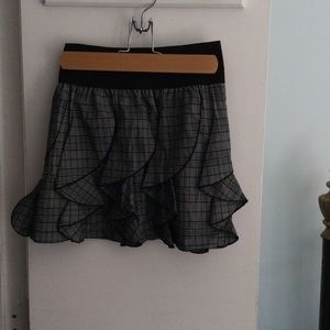 Plaid scalloped entailed mini skirt