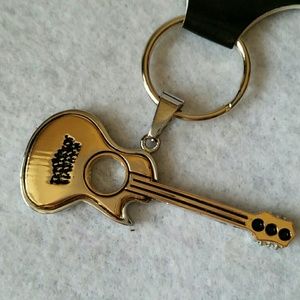 Stainless steel guitar keychain
