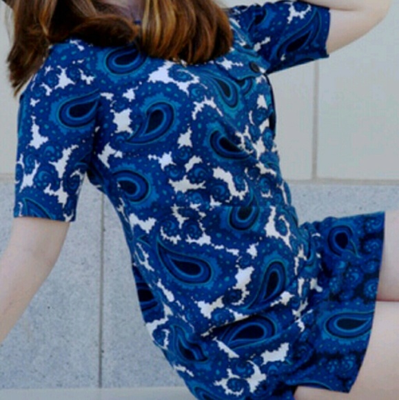 BLUE PAISLEY PRINT SHIFT DRESS XS - Picture 4 of 4