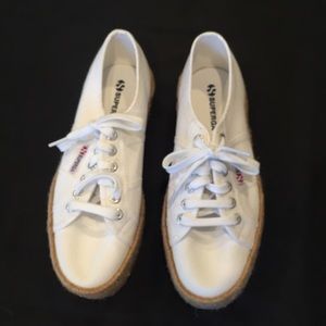 NWOT White Superga sneakers.