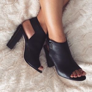 Aldo leather peep toe ankle booties