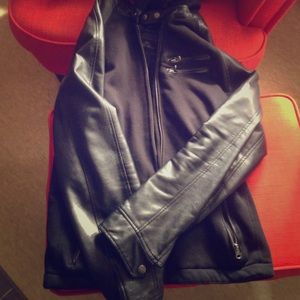 21 man faux leather sleeves jacket