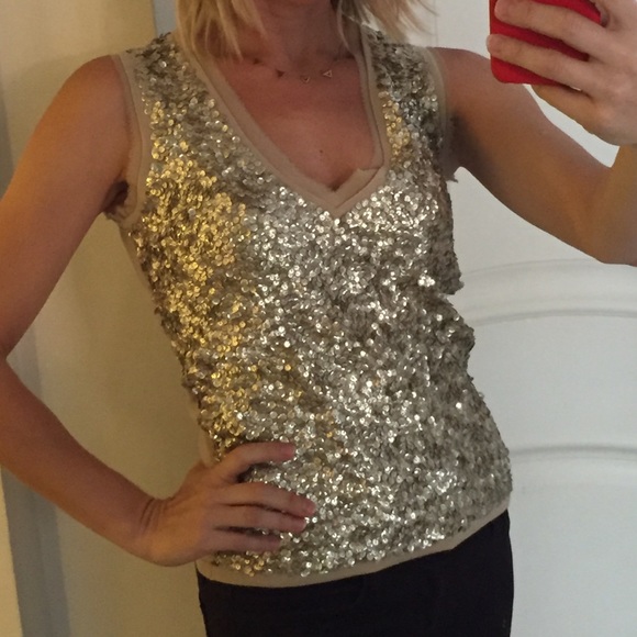 NWOT J. Crew gold sequined sweater vest