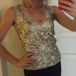 NWOT J. Crew gold sequined sweater vest