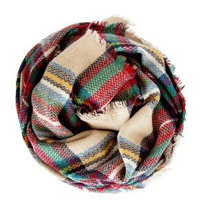 Mod cloth Loch and Key Red and Tan Blanket Scarf