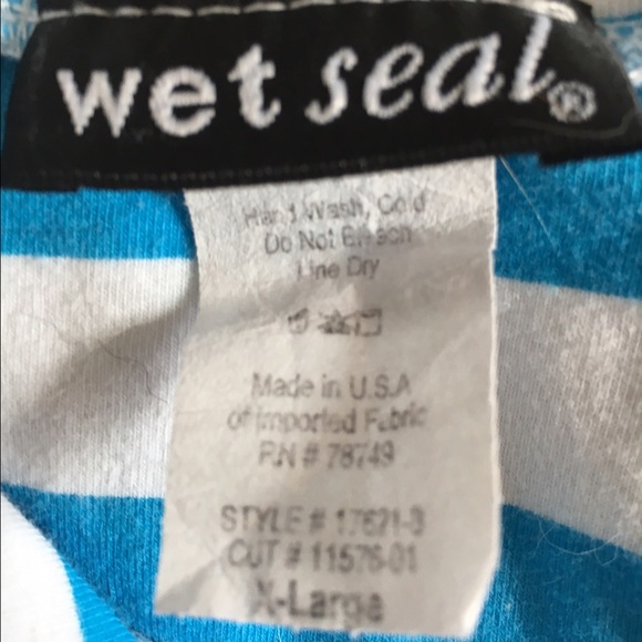 Wet Seal Aqua & White Striped Mini-Skirt - Picture 2 of 2