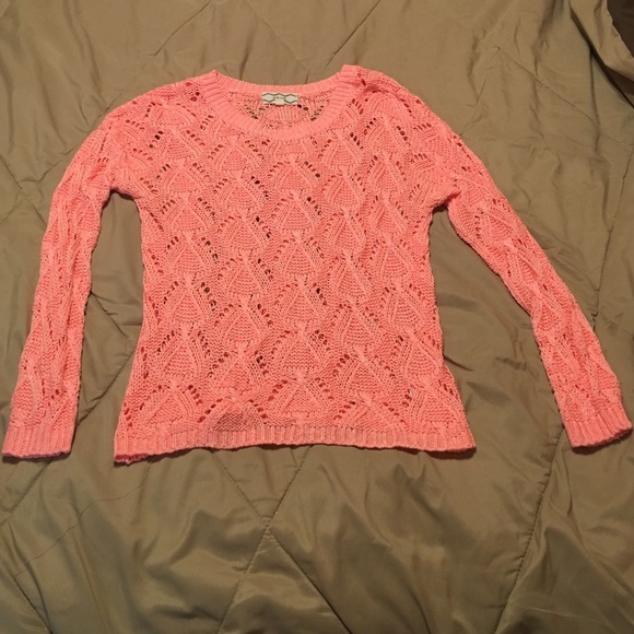 Open knit pink sweater