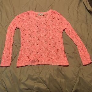Open knit pink sweater