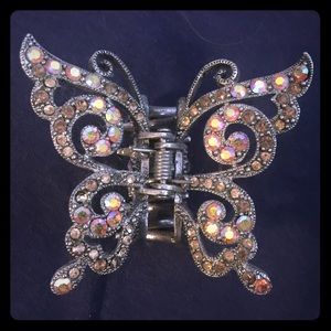 Rhinestone Metal Hair Clip Butterfly Shaped