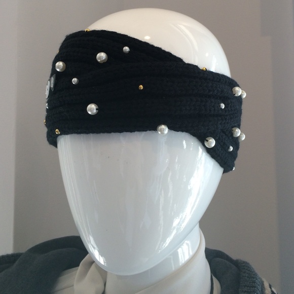 Knit Headband with Pearls