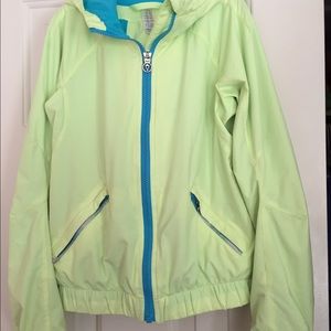 Ivivva girls' nylon hooded jacket.