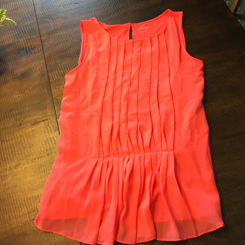 Loft coral tank with peplum detail