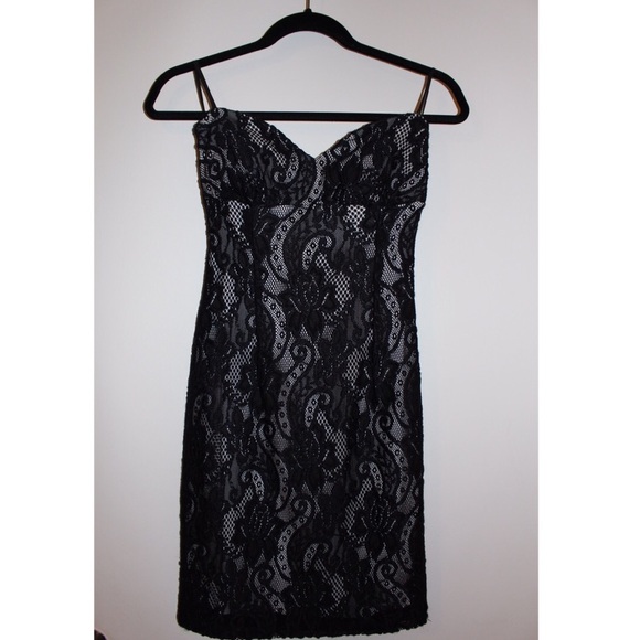 Black and white Strapless lace dress- size medium