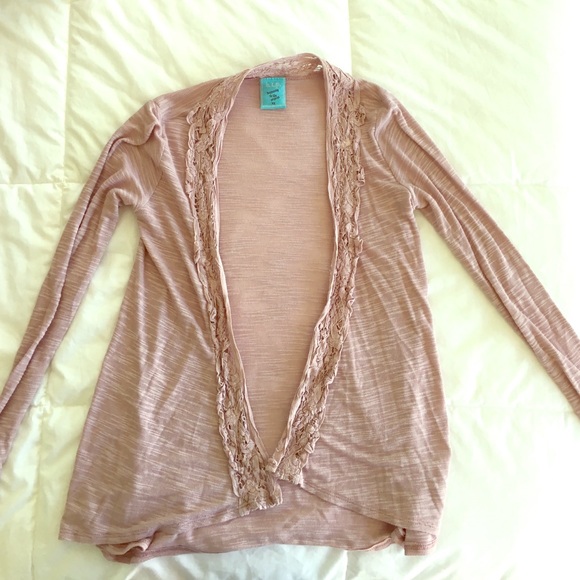 Purple Cardigan with lace trims