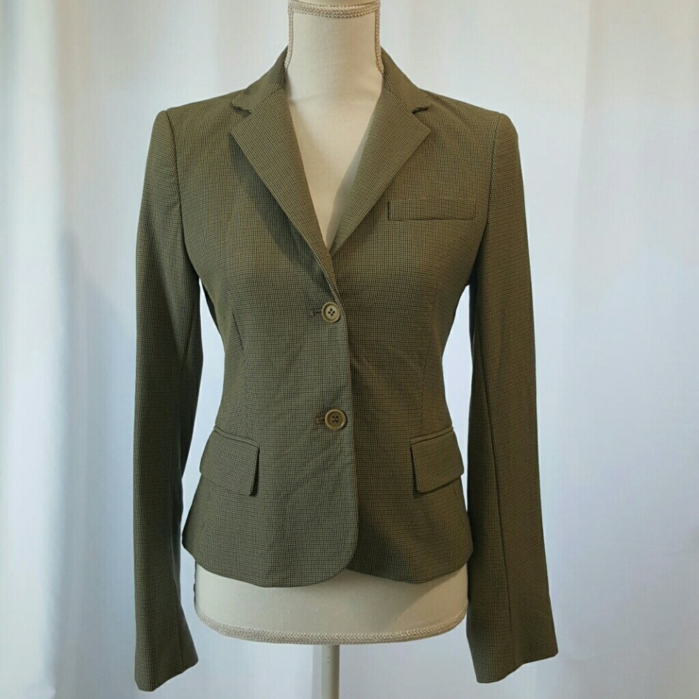 THEORY Shades of Green Houndstooth Blazer