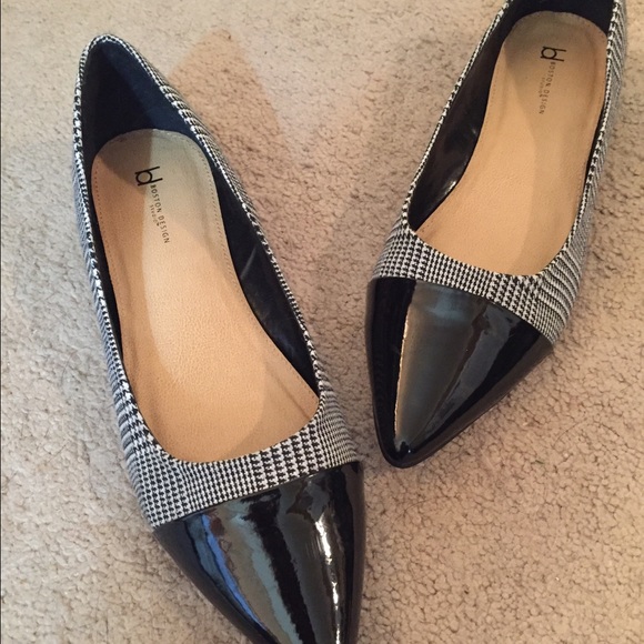 Shoes - Plaid / Patent Fabric Flats by Boston Design