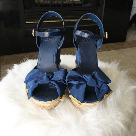 Navy Blue Tory Burch Penny Wedge