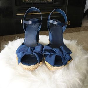 Navy Blue Tory Burch Penny Wedge
