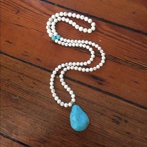 Turquoise pendant/ beaded necklace
