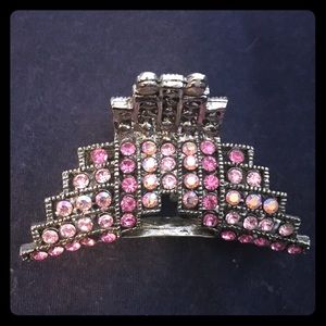 Rhinestone Metal Hair Clip Pink
